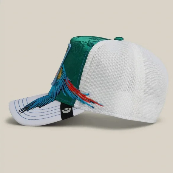 Goorin Bros "Honduras Macaw" Parrot Bird GUAPO Embroidered Hat White Green NWT - Picture 6 of 9